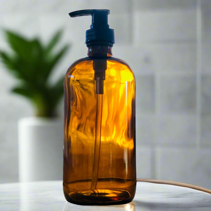 500ml Amber Glass Bottle - Plastic Soap/Lotion Pump