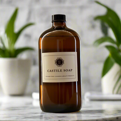 Bottle of liquid Castile Soap in modern kitchen 