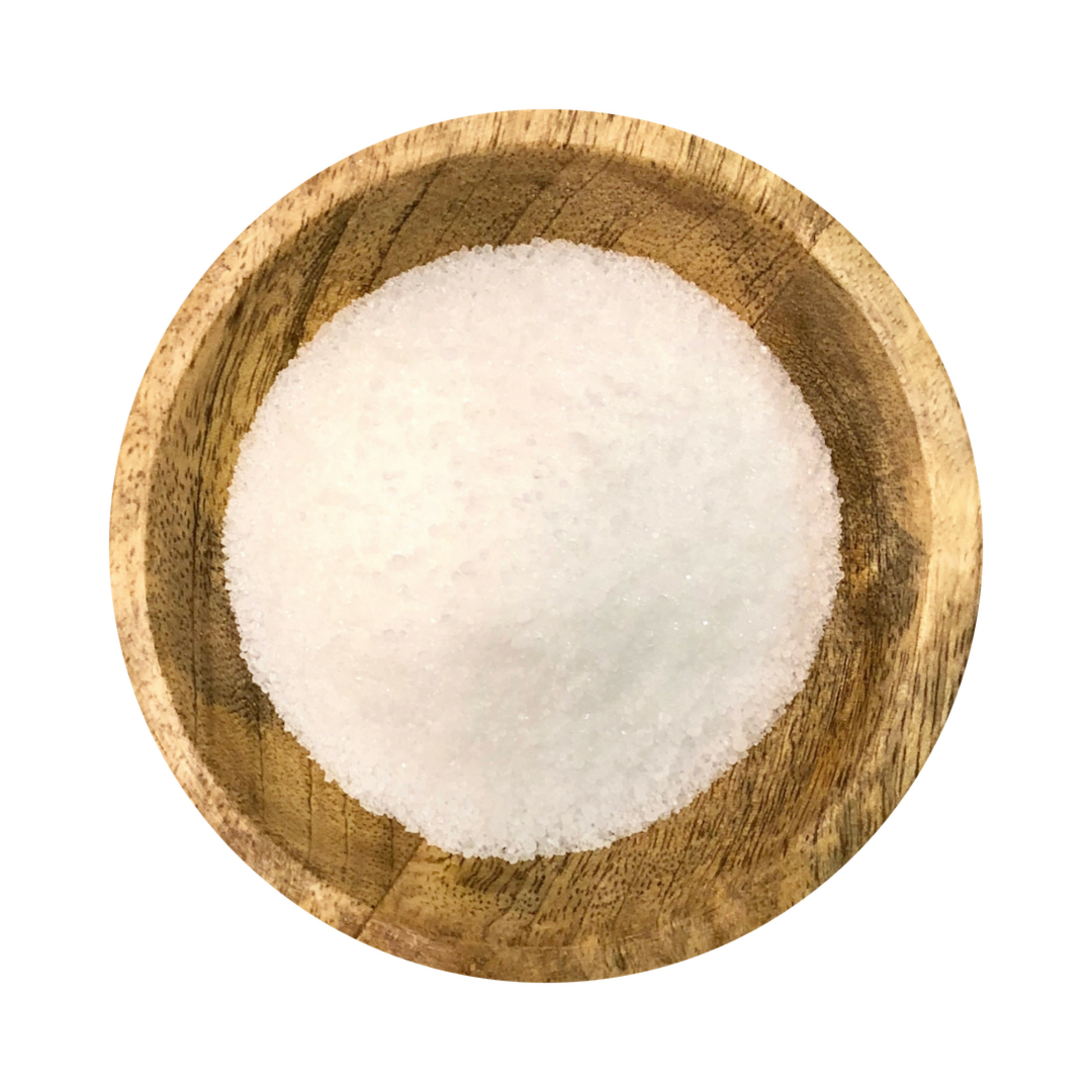 Citric Acid granules in a wooden bowl