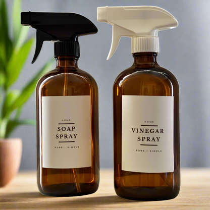 amber glass spray bottle set for natural cleaning products