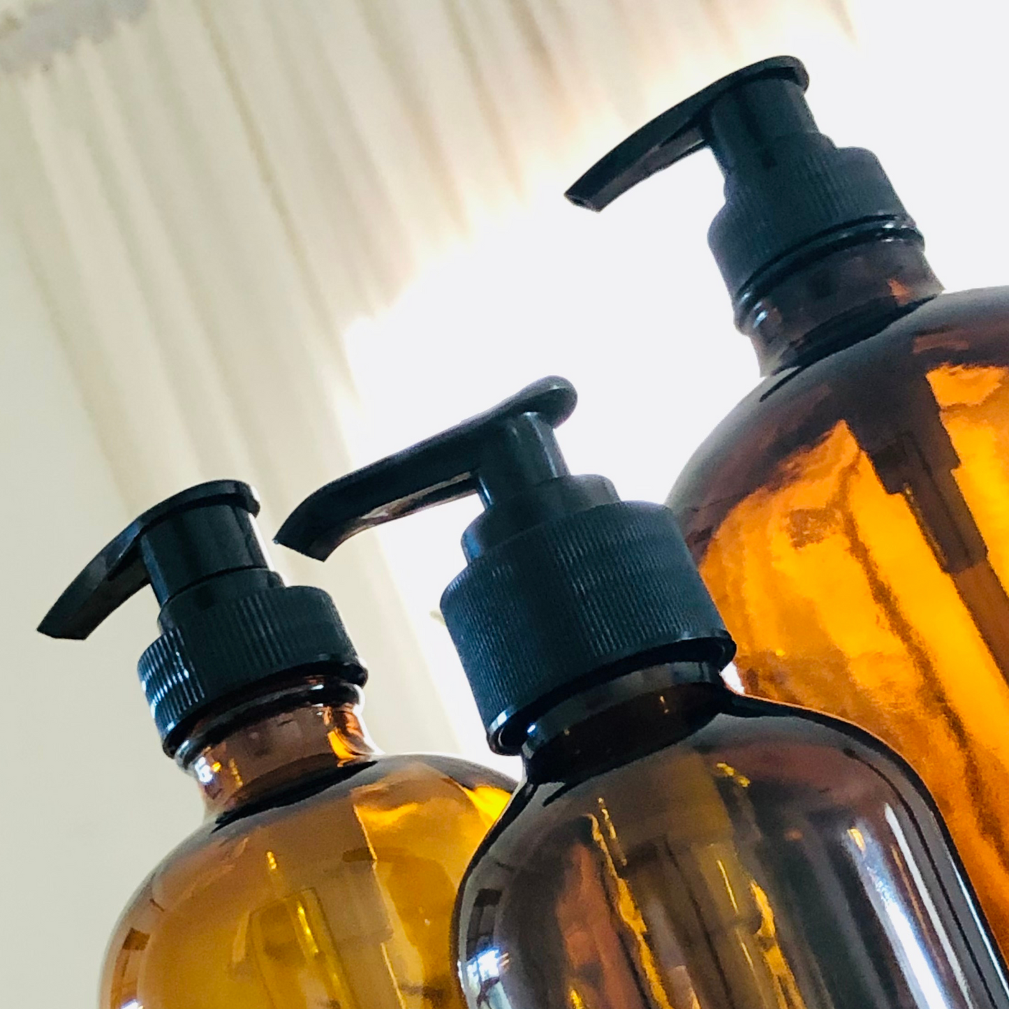 1L Amber Glass Bottle - Plastic Soap/Lotion Pump