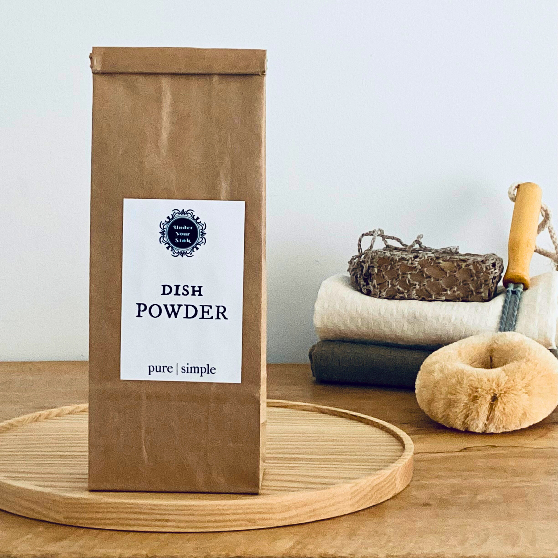 Handmade Dish Powder for sale in stylish eco paper bag for natural zero waste cleaning